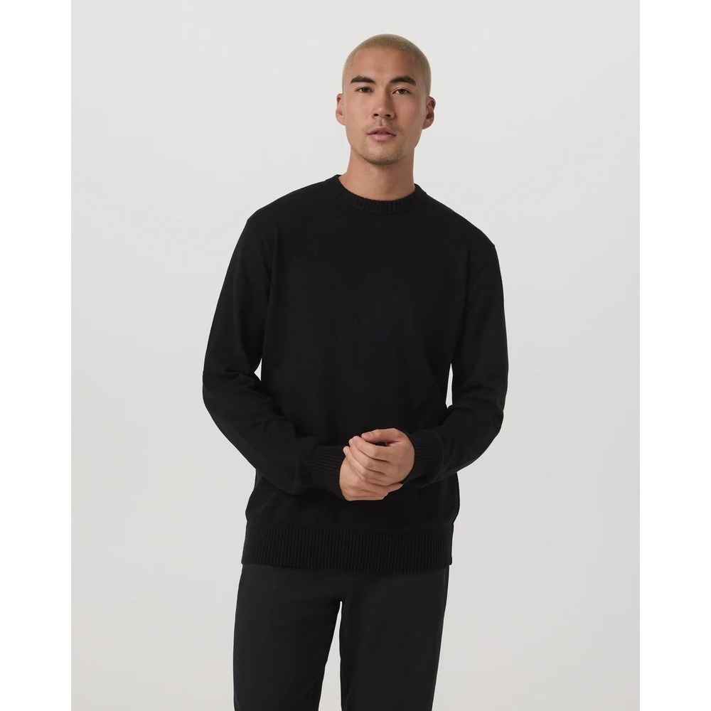 Vuori Mens Fluent Sweater Black Organic Cotton Cashmere Crewneck V250 Medium NWT